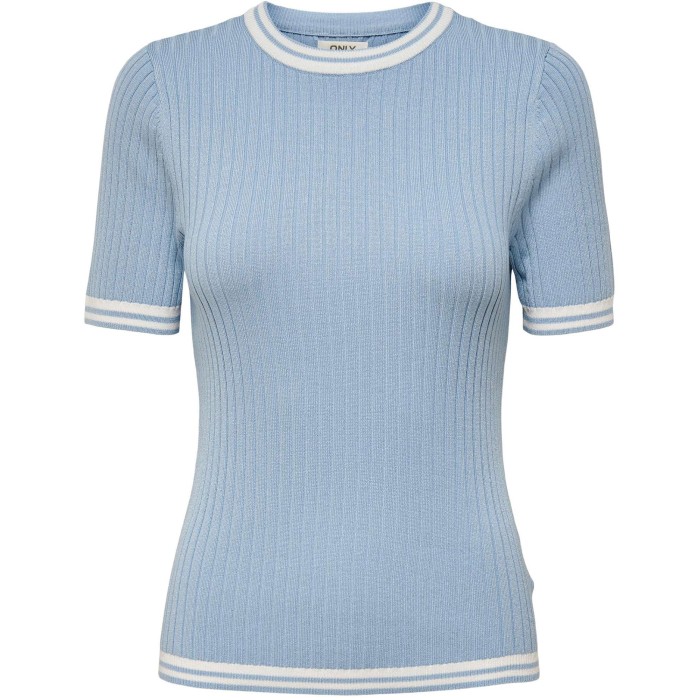Celine s/s pullover cs knt cashmere blue/w. clo