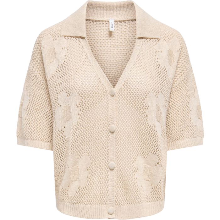 ONLCELINE SS GLITTER MESH CARDI KNT Ecru/Gold Glit