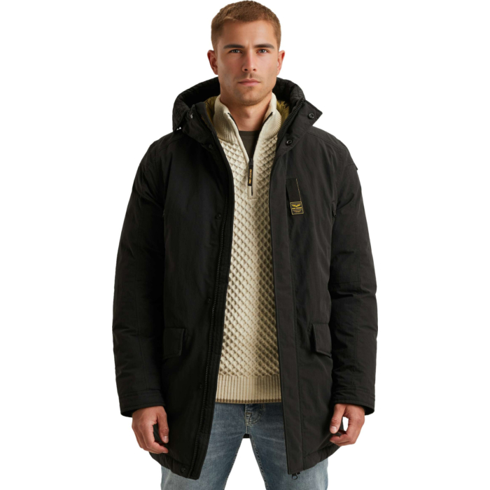 PME Legend Long jacket ICE PILOT Coated Crunc Jet Black PJA2509134