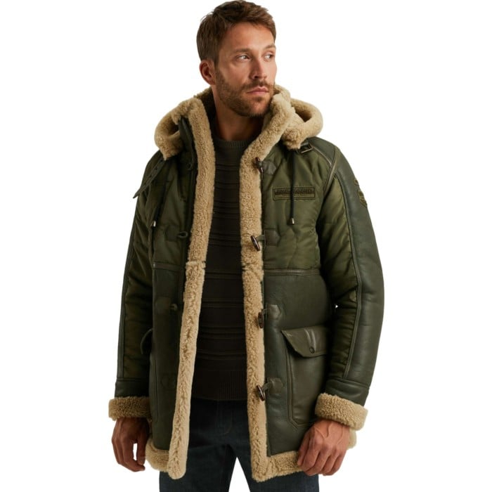 Long jacket TORNADOR Sheepskin - A Olive Night