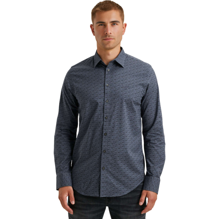 LONG SLEEVE SHIRT Print on Ctn/Lyc Vintage Indigo