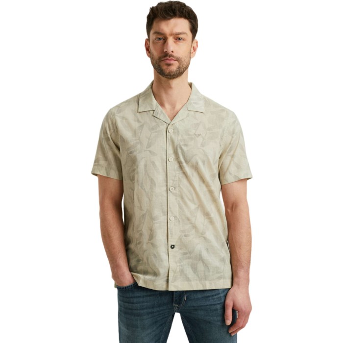 Short Sleeve Shirt Print On Ctn Sl Bone White