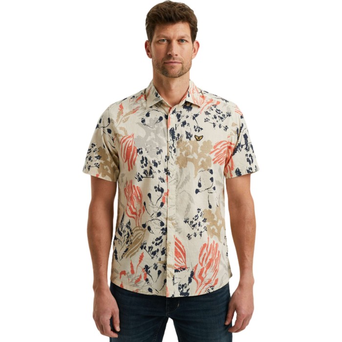 Short Sleeve Shirt Print On Ctn Sl Bone White