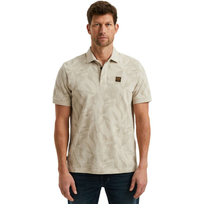 Short sleeve polo two tone pique p Bone White