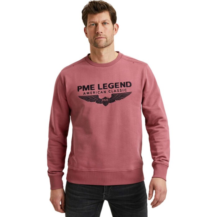 Crewneck soft terry with logo Rose Wine