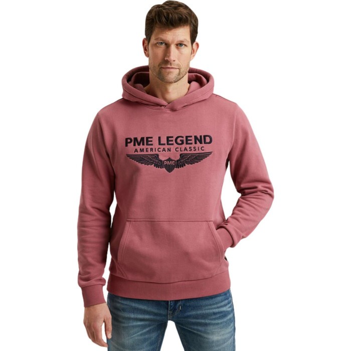 Hooded soft terry with logo Rose Wine