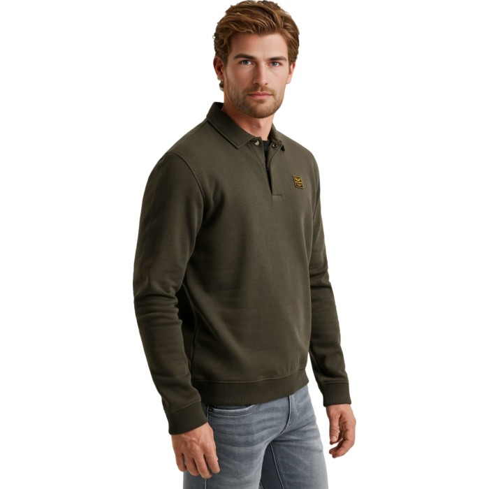 Half button collar 3t cross fleece Beluga