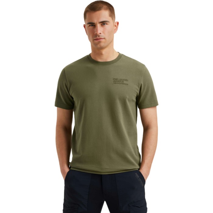 Short sleeve r-neck textured jerse Deep Lichen Gre