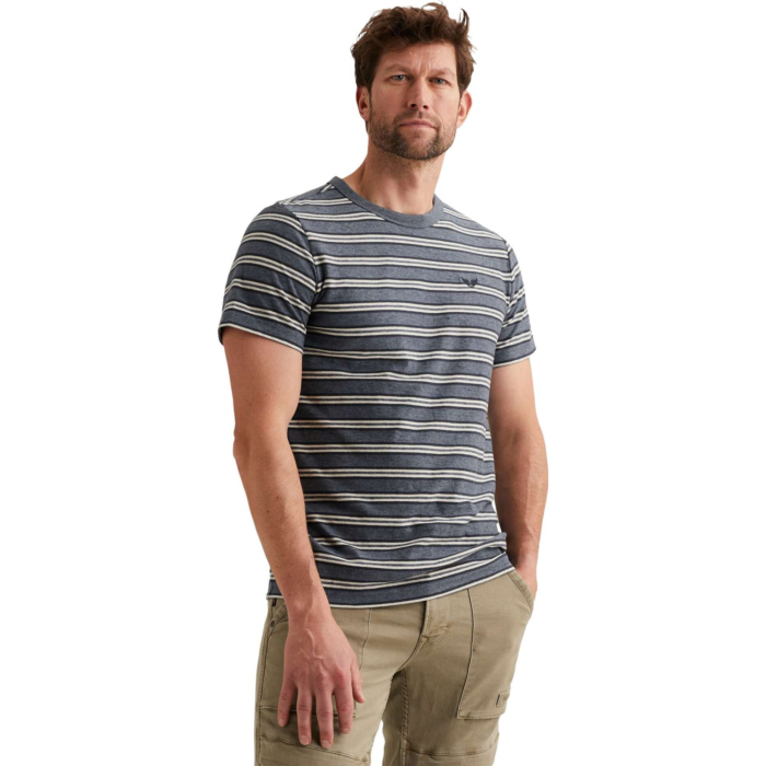 Short sleeve r-neck stripe mel jer Folkstone Grey
