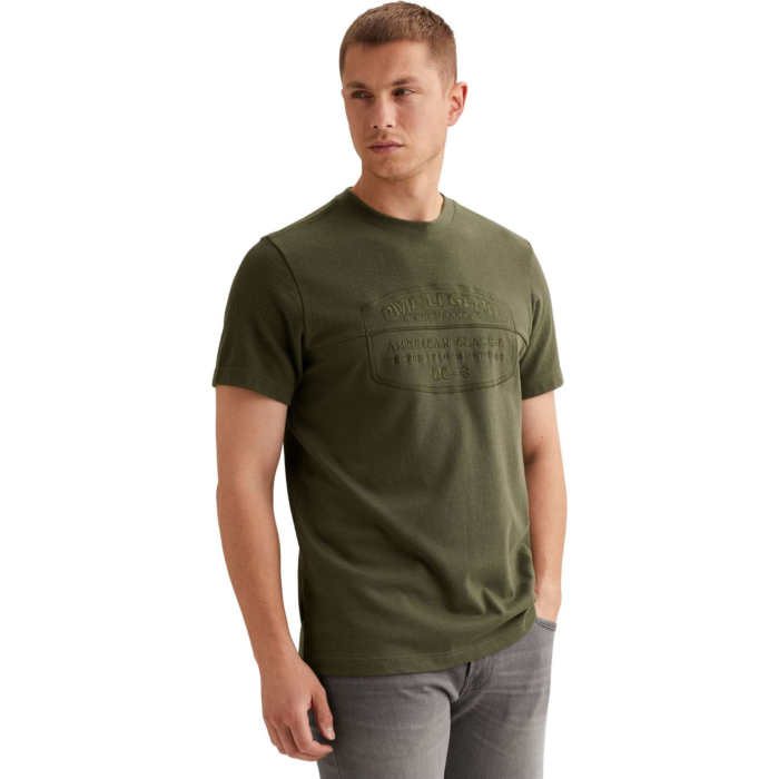 Short sleeve r-neck fabric mix gra Thyme