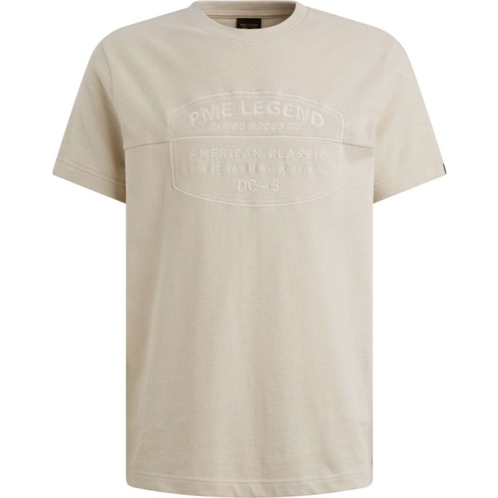 Short sleeve r-neck fabric mix gra Bone White