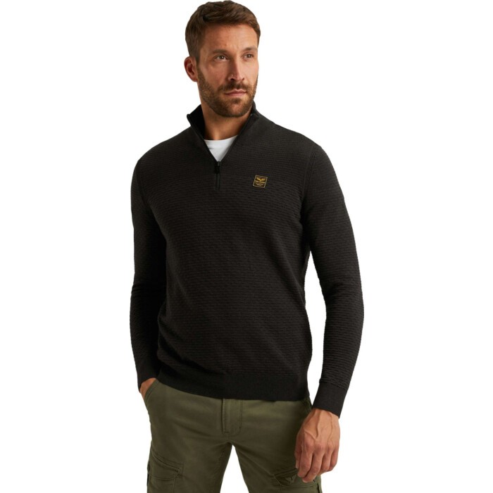 Half zip collar cotton mouline (or Black