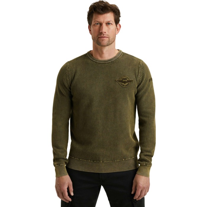 R-neck cotton garment dye stone wa Dusky Green