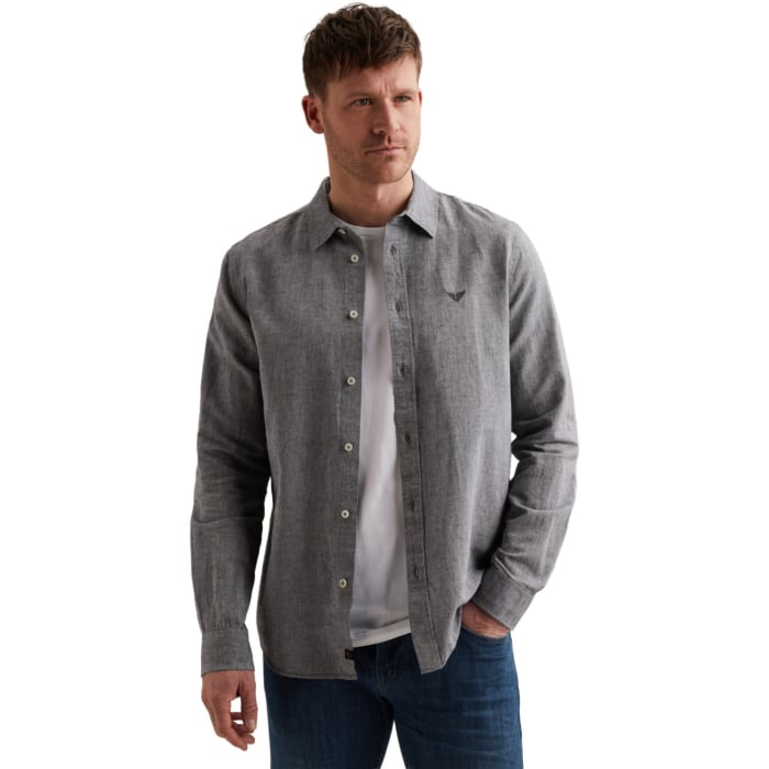 Long sleeve shirt 2 tone cotton li Carbon