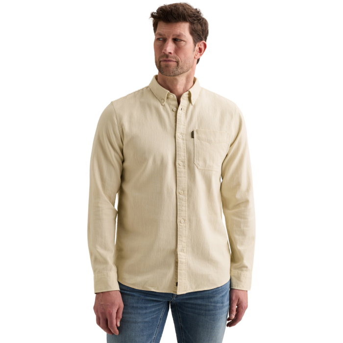 Long sleeve shirt Cotton slub garm Bone White