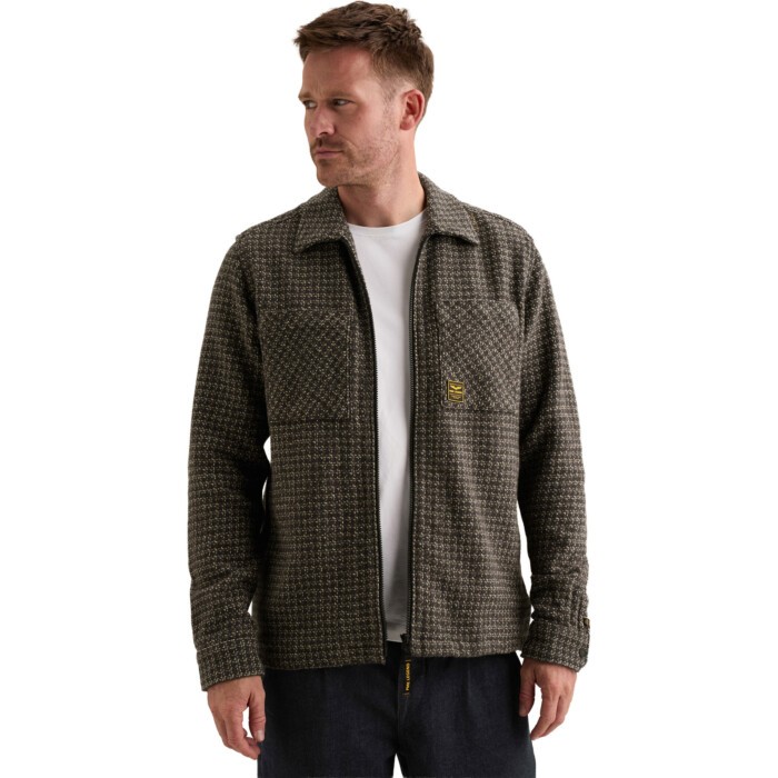 Long sleeve shirt Yarn dye structu Obsidian