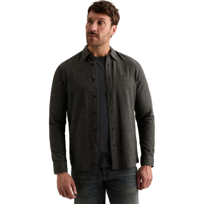 Long sleeve shirt Yarn dye Jet Black