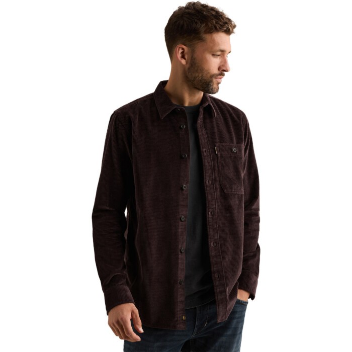 Long sleeve shirt Dobby Corduroy Dark Aubergine