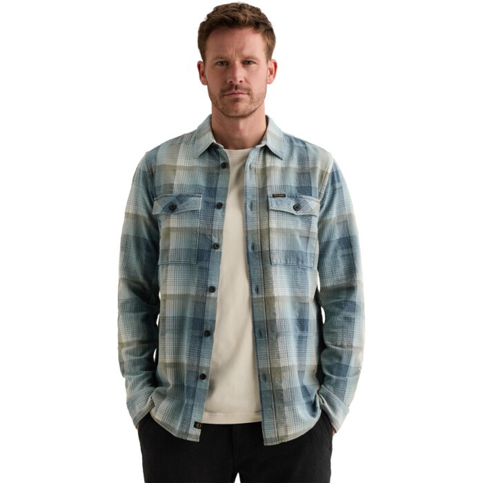 Long sleeve shirt Indigo yarn dye Real Indigo