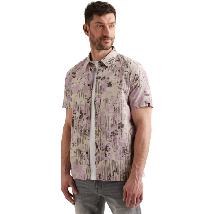 Short Sleeve Shirt Aop On Ctn Slub Lavender Frost