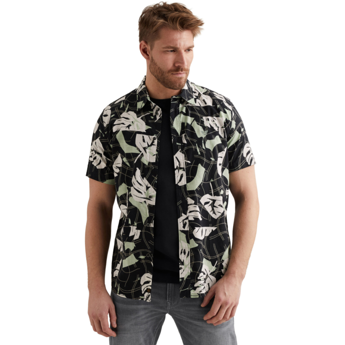 Short Sleeve Shirt Print on Cotton Carbon