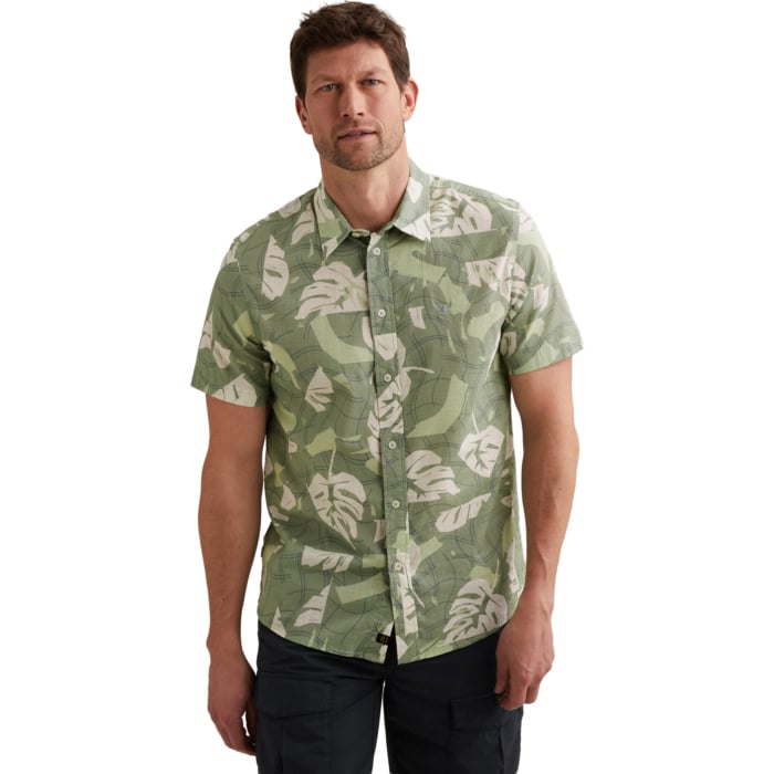 Short Sleeve Shirt Print on Cotton Iceberg Green