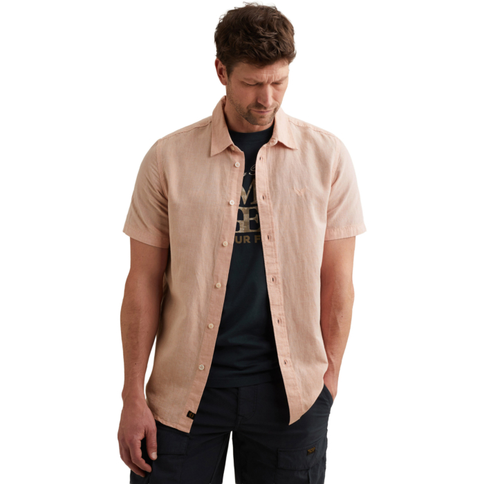 Short Sleeve Shirt 2 tone Cotton/L Rose Dawn