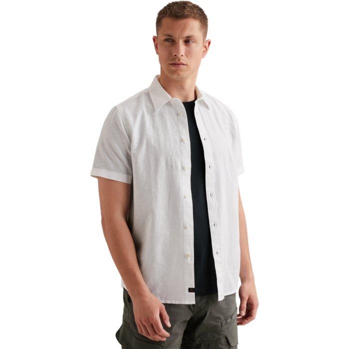 Short Sleeve Shirt 2 tone Cotton/L Bright White