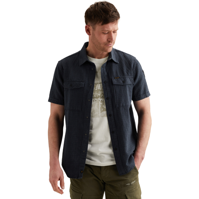 Short Sleeve Shirt Mattweave 2 ton Carbon