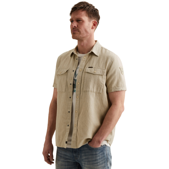 Short Sleeve Shirt Mattweave 2 ton Spray Green