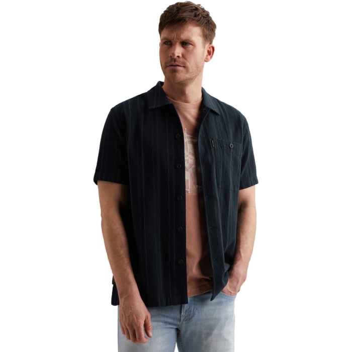 Short Sleeve Shirt Yarn dye mattwe Carbon