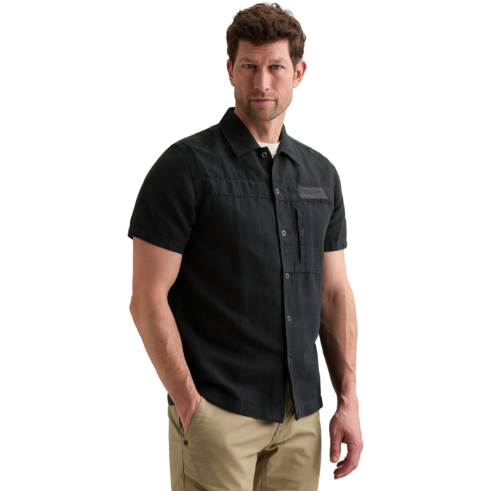 Short Sleeve Shirt Cotton/linen ga Carbon