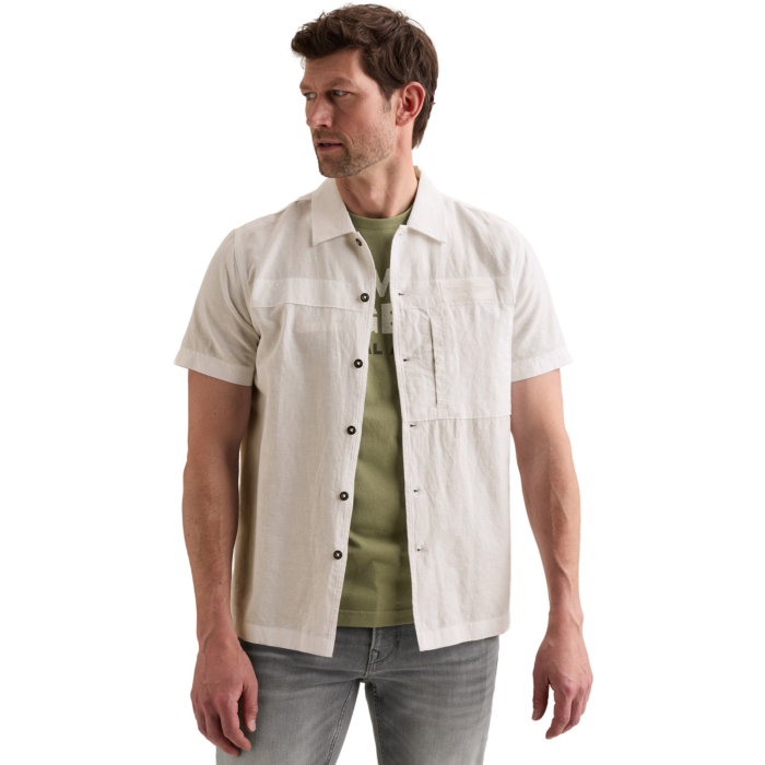 Short Sleeve Shirt Cotton/linen ga Bright White