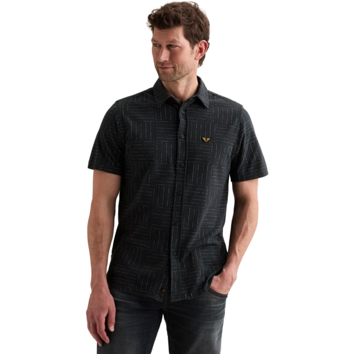 Short Sleeve Shirt Print on pique Carbon
