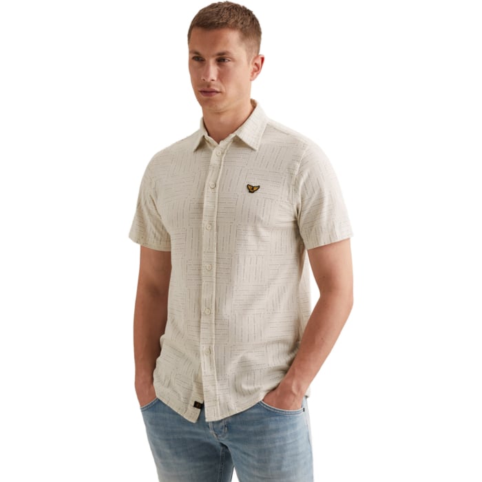 Short Sleeve Shirt Print on pique Egret