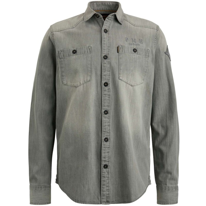 Long sleeve shirt ctn indigo grey light grey denim