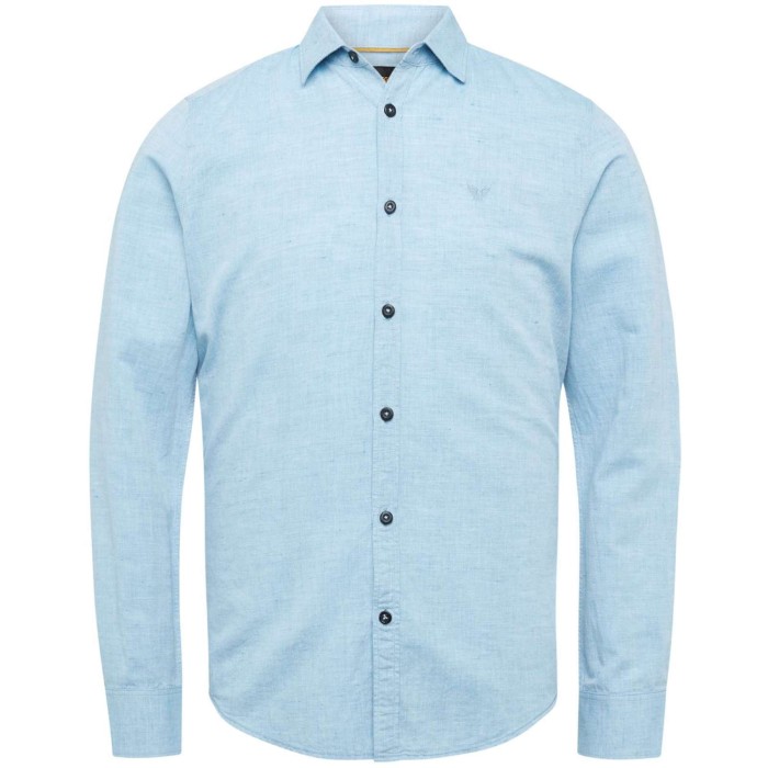 Long sleeve shirt ctn/linen 2 tone cendre blue