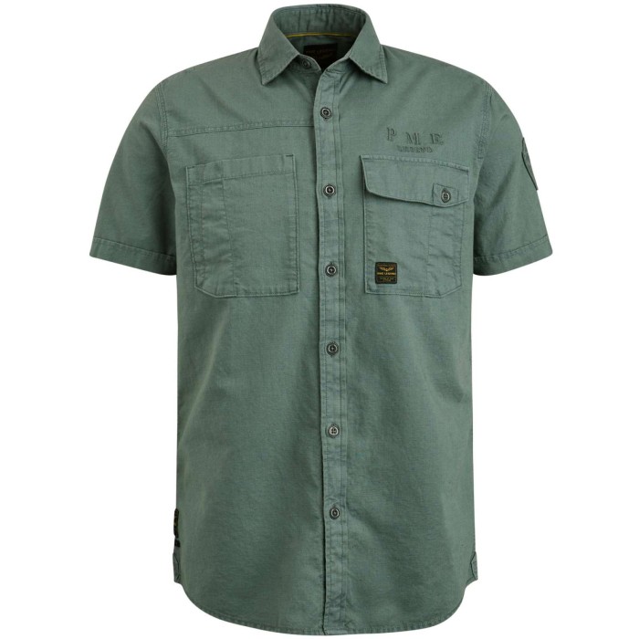 Short sleeve shirt ctn linen cargo balsam green
