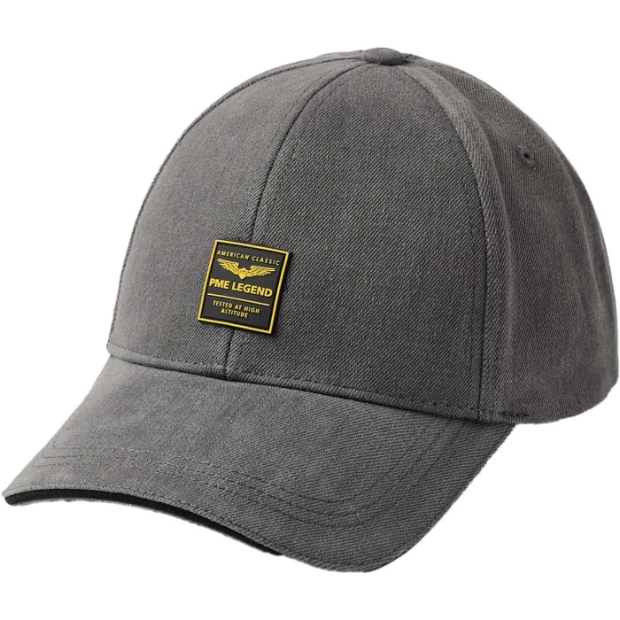 Cap denim cap with ruber badge grey denim