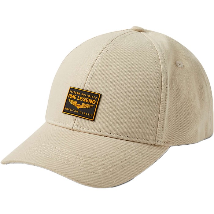 Twill cap with rubber badge birch