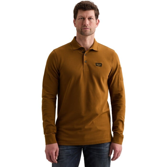 Long sleeve polo American Classic Golden Brown