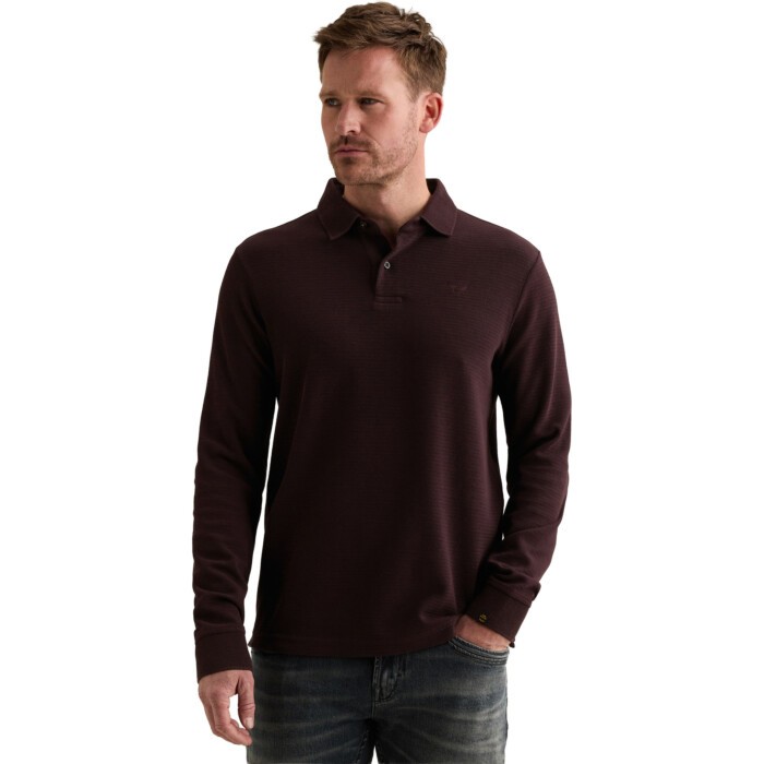 Long sleeve polo soft blend Dark Aubergine