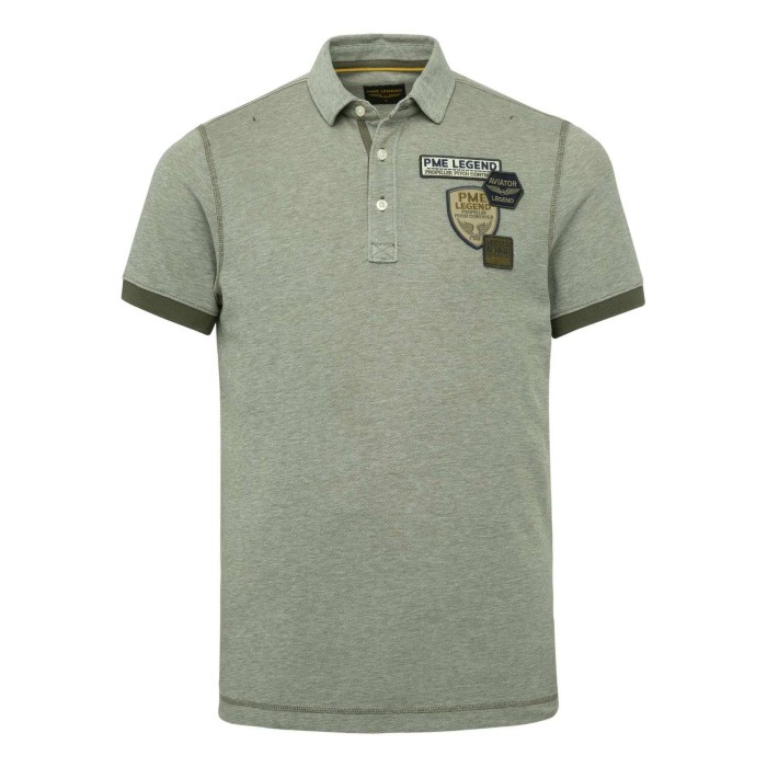 Short sleeve polo two tone pique dusty olive
