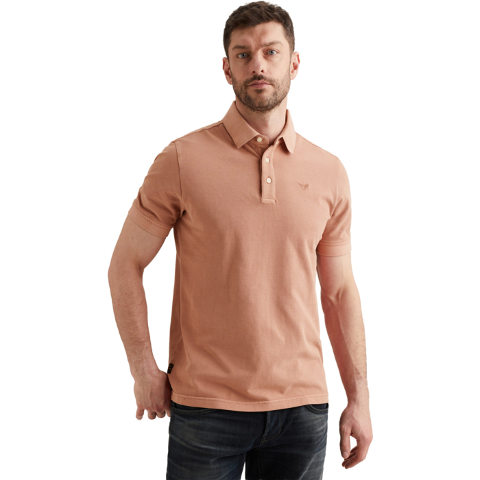 Short sleeve polo pique garment dy Rose Dawn