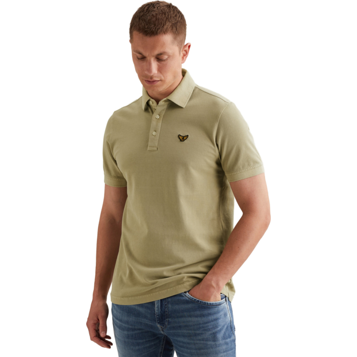 Short sleeve polo pique garment dy Spray Green