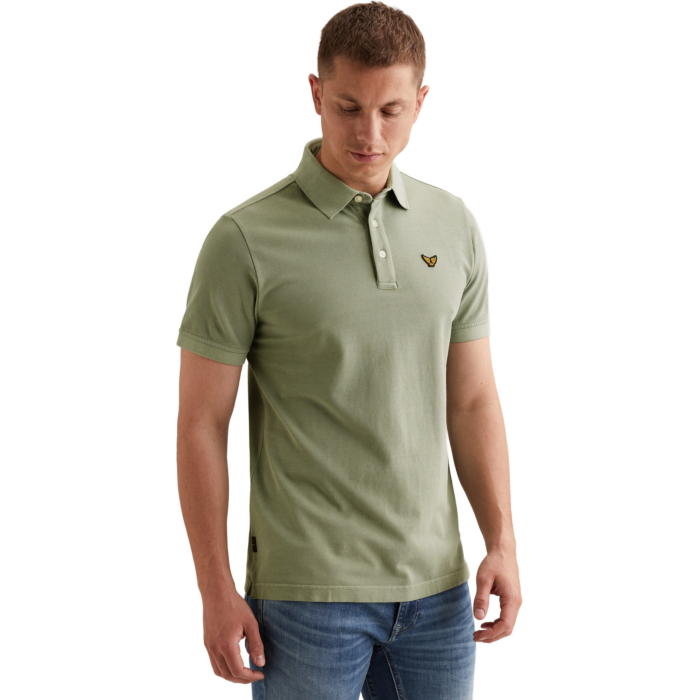 Short sleeve polo pique garment dy Iceberg Green