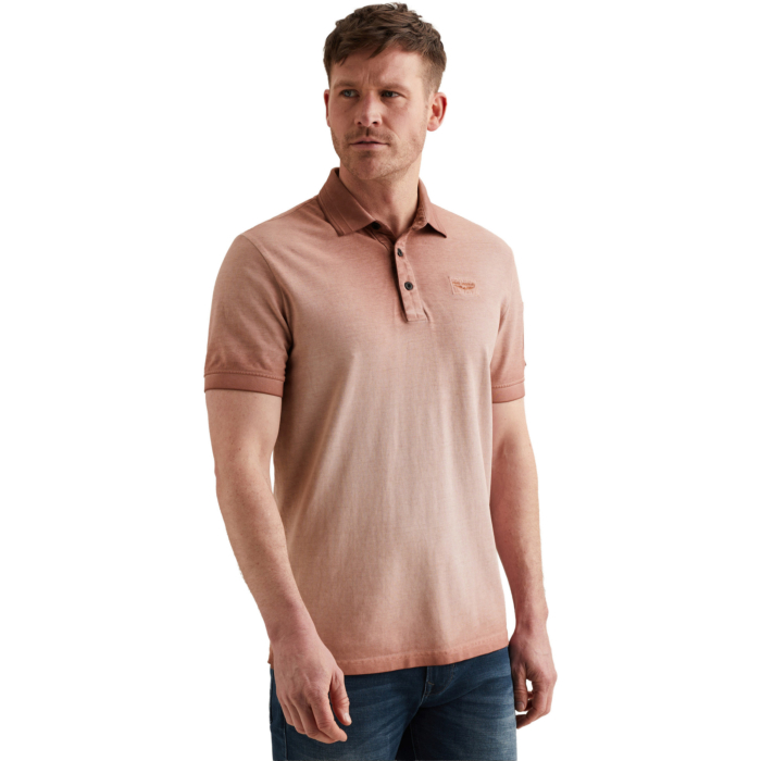 Short sleeve polo cold dye pique Rose Dawn