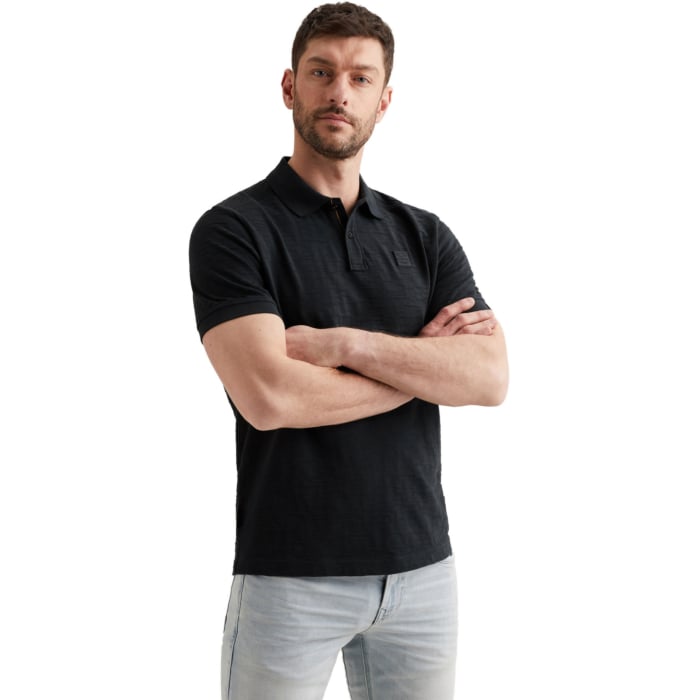 Short sleeve polo jacquard jersey Carbon