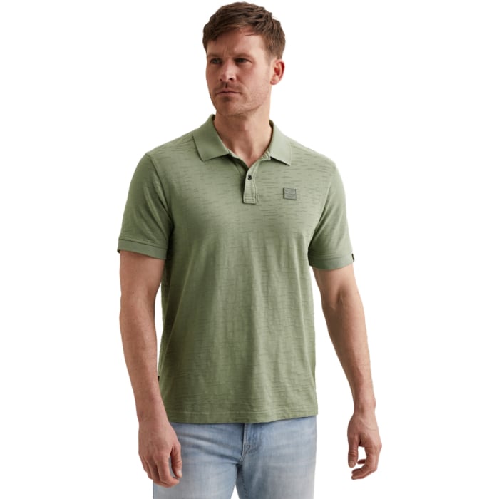 Short sleeve polo jacquard jersey Iceberg Green