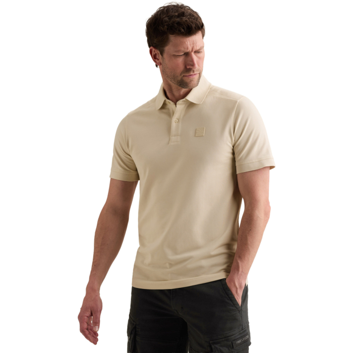 Short sleeve polo stretch pique bl Bone White